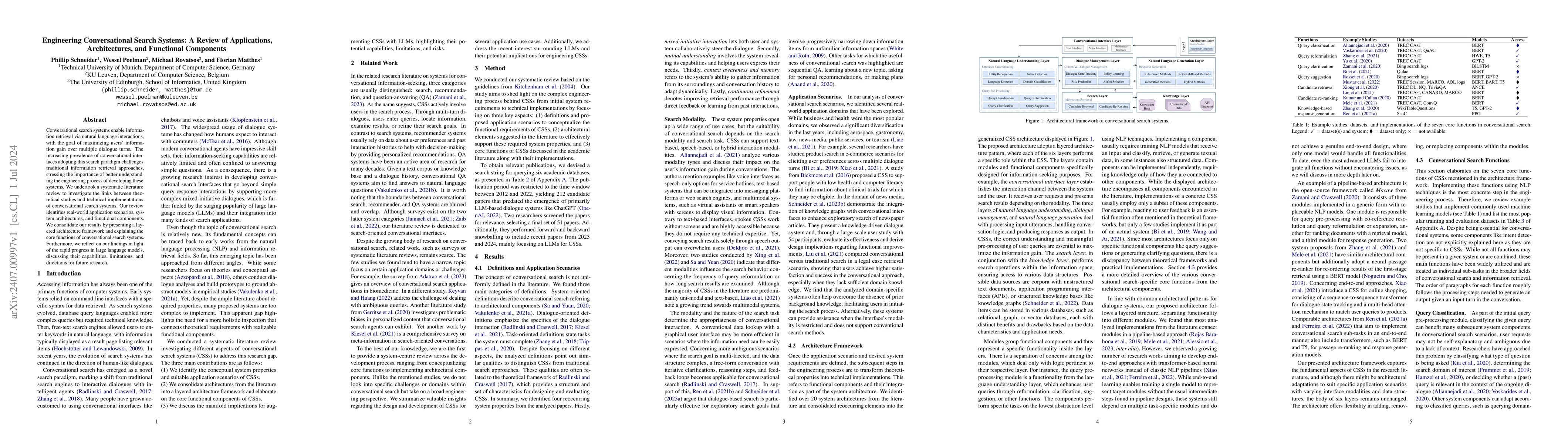 Thumbnail for Engineering Conversational Search Systems: A Review of Applications,
  Architectures, and Functional Components