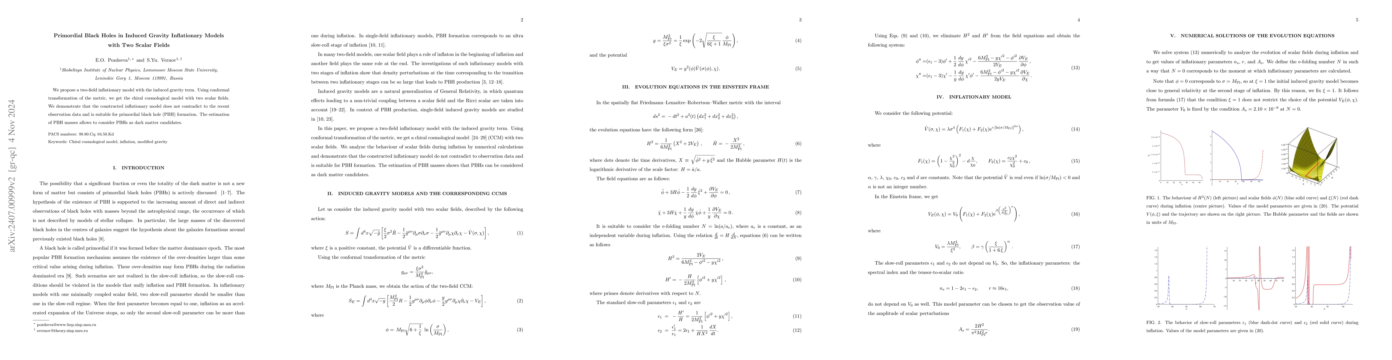 Thumbnail for Primordial Black Holes in Induced Gravity Inflationary Models with Two
  Scalar Fields