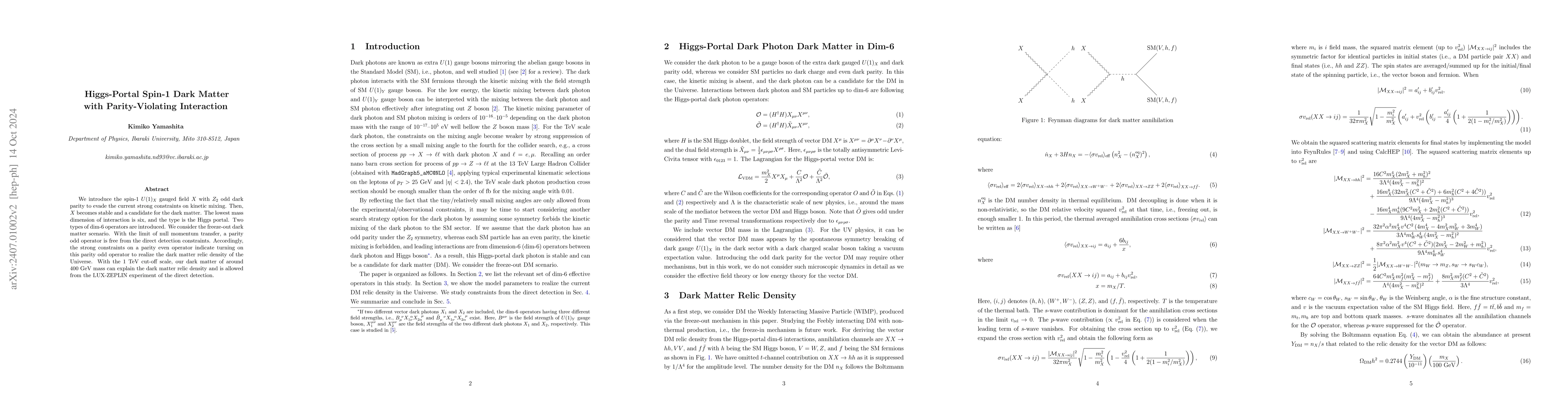 Thumbnail for Higgs-Portal Spin-1 Dark Matter with Parity-Violating Interaction