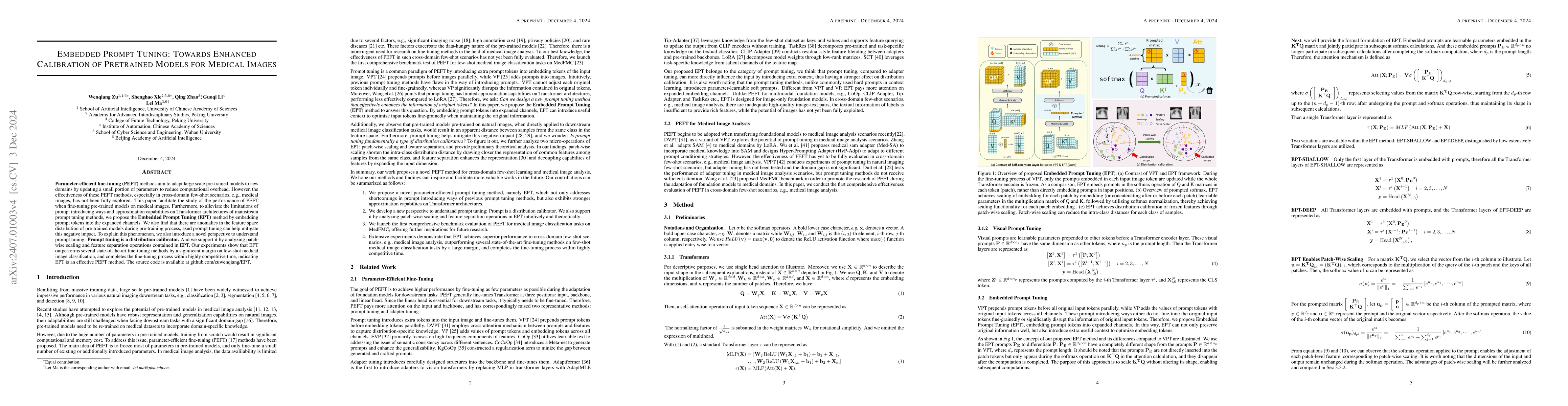 Thumbnail for Embedded Prompt Tuning: Towards Enhanced Calibration of Pretrained
  Models for Medical Images
