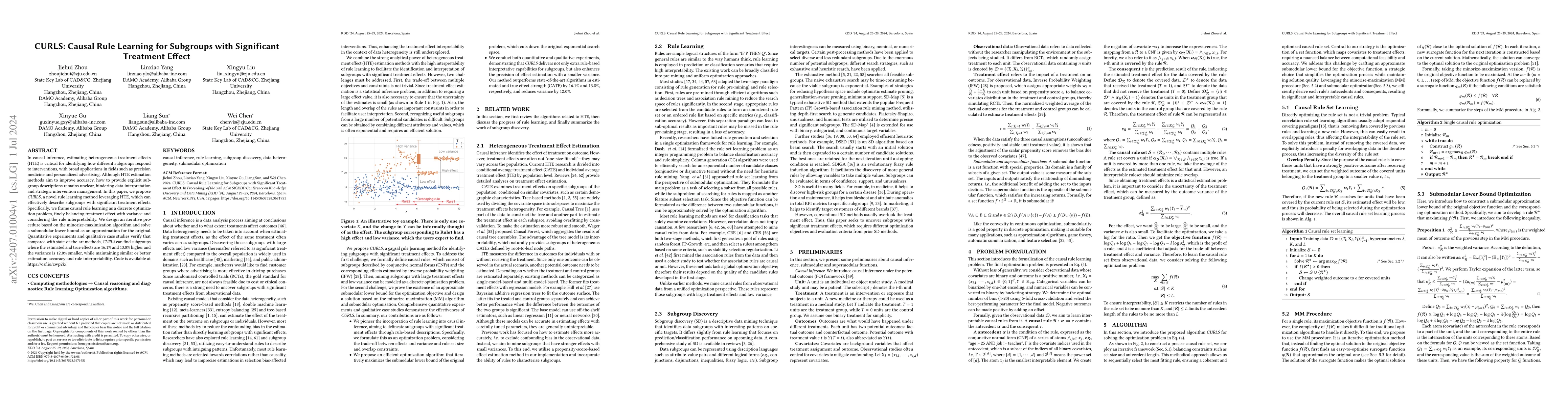 Thumbnail for CURLS: Causal Rule Learning for Subgroups with Significant Treatment
  Effect