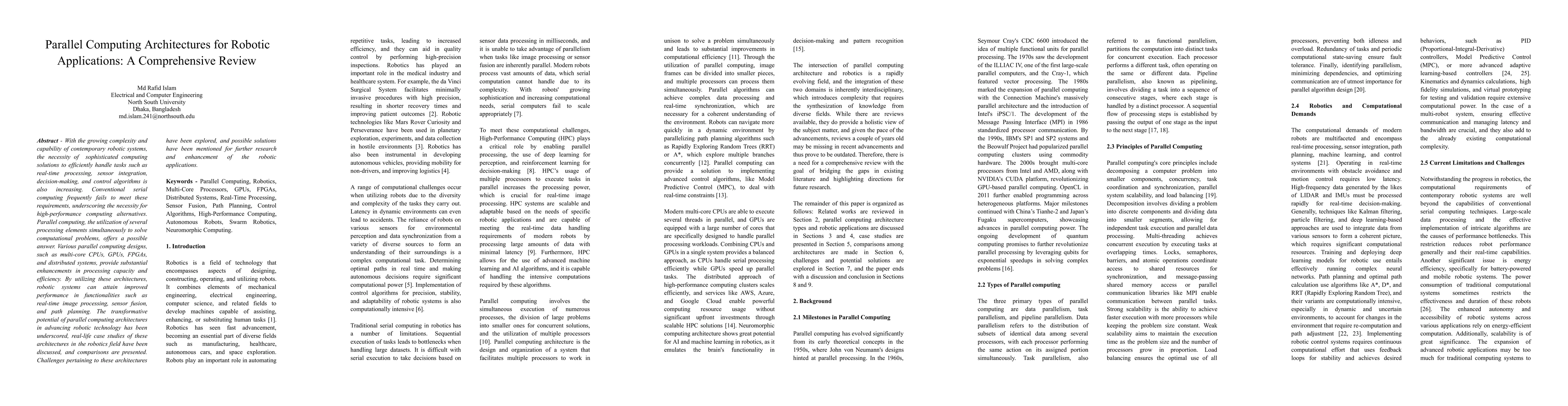 Thumbnail for Parallel Computing Architectures for Robotic Applications: A
  Comprehensive Review
