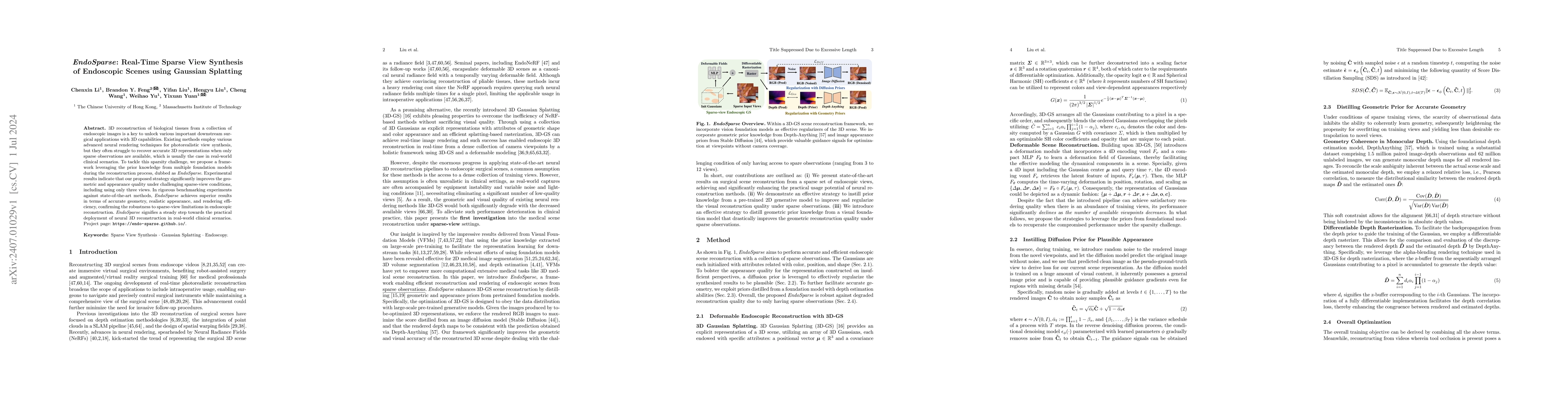 Thumbnail for EndoSparse: Real-Time Sparse View Synthesis of Endoscopic Scenes using
  Gaussian Splatting
