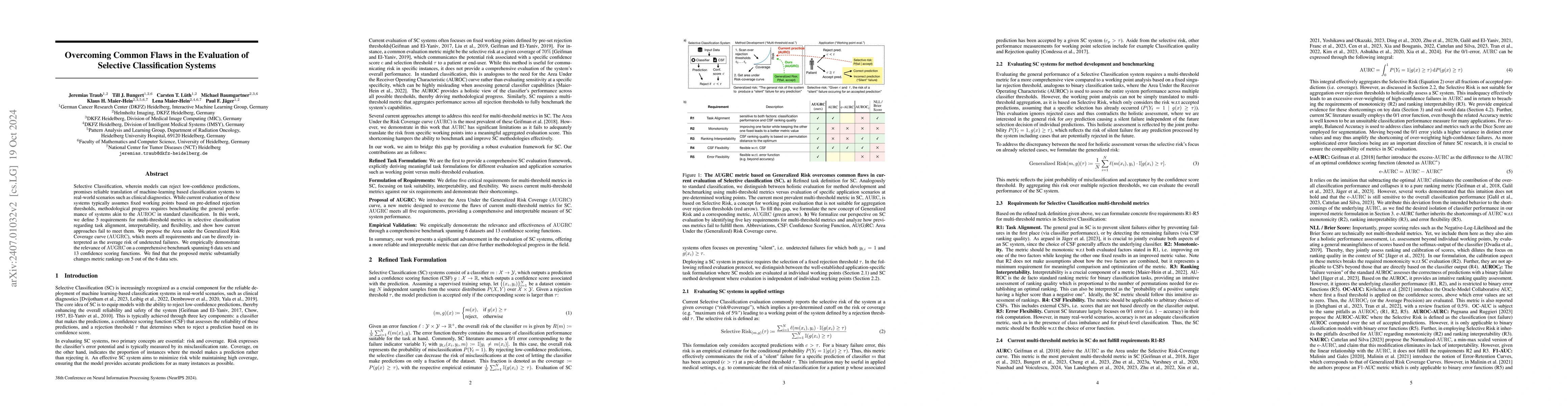 Thumbnail for Overcoming Common Flaws in the Evaluation of Selective Classification
  Systems