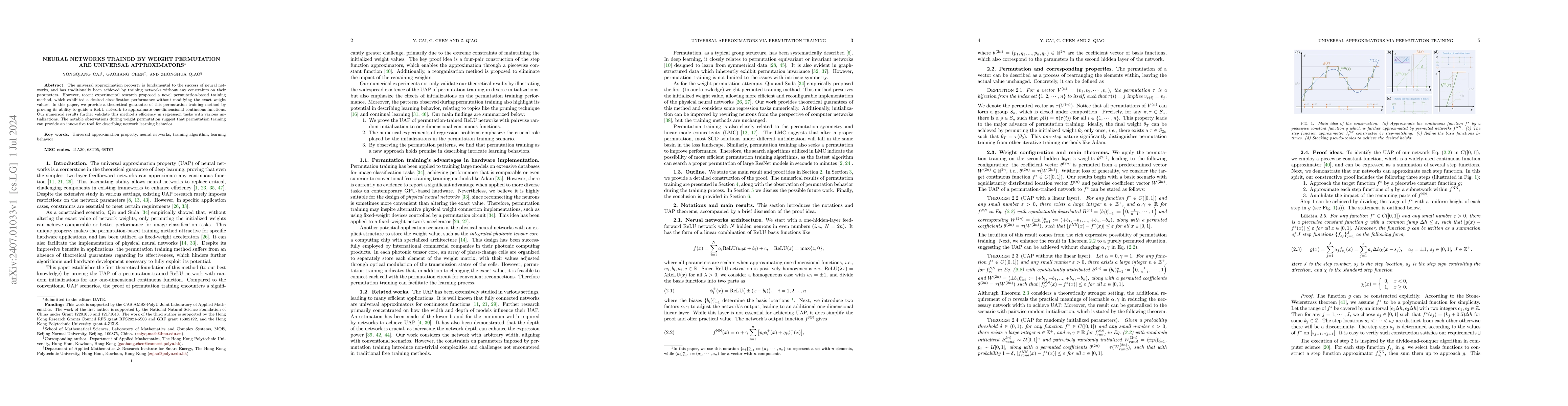 Thumbnail for Neural Networks Trained by Weight Permutation are Universal
  Approximators