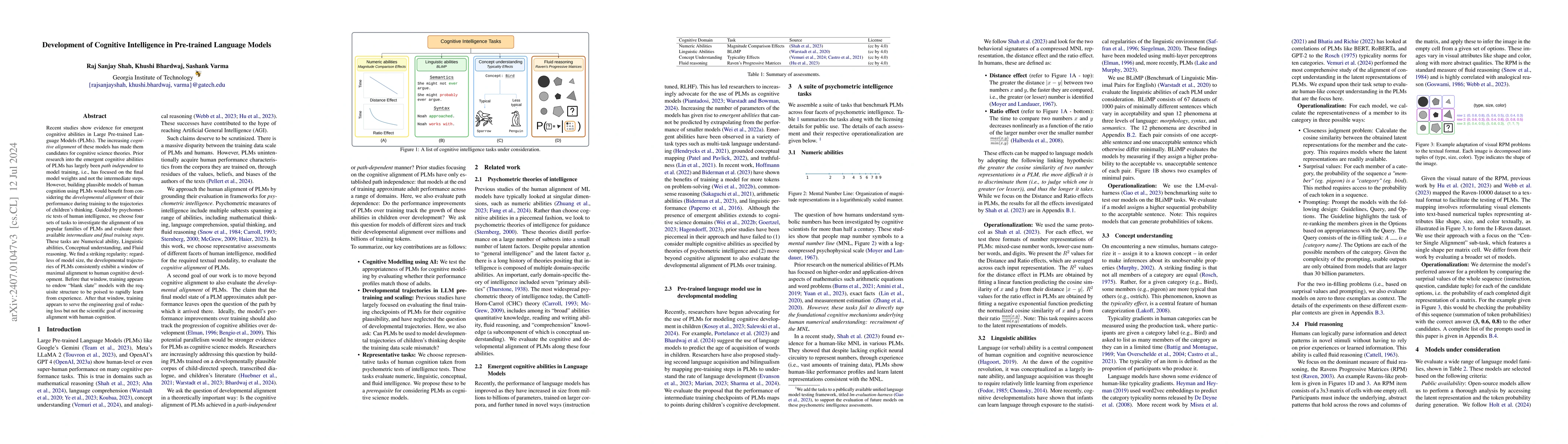 Thumbnail for Development of Cognitive Intelligence in Pre-trained Language Models