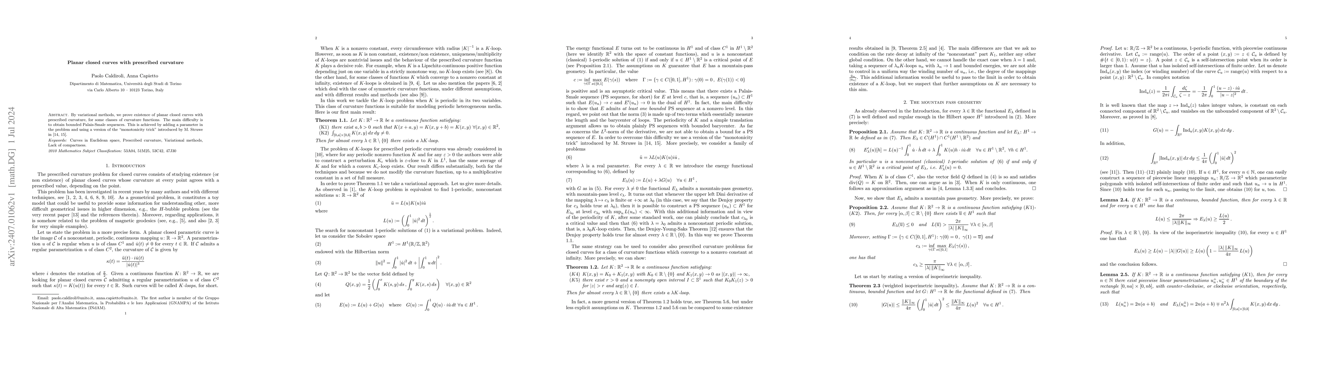 Thumbnail for Planar closed curves with prescribed curvature