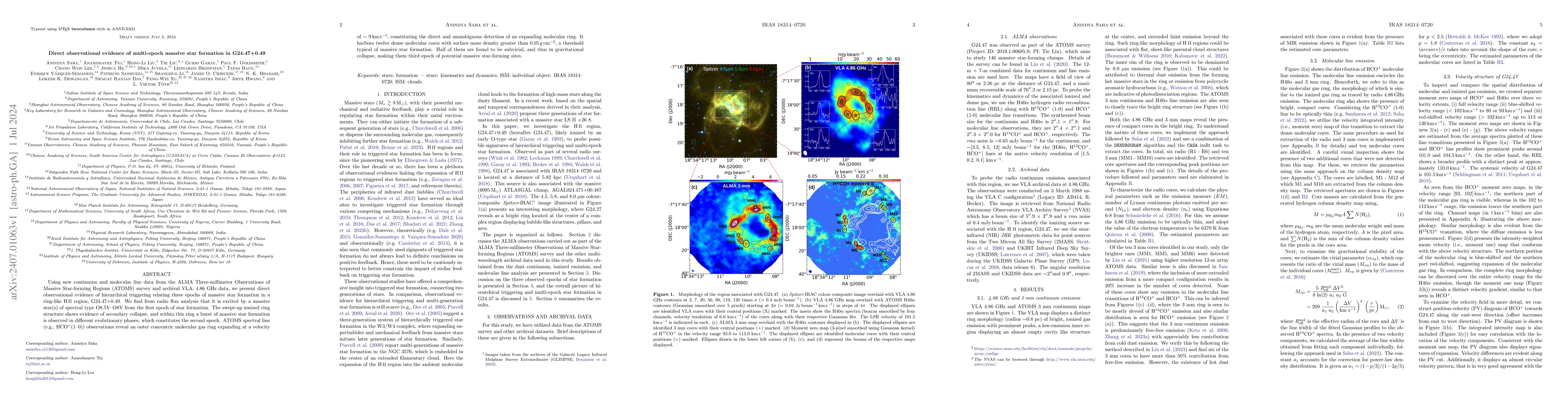 Thumbnail for Direct observational evidence of multi-epoch massive star formation in
  G24.47+0.49