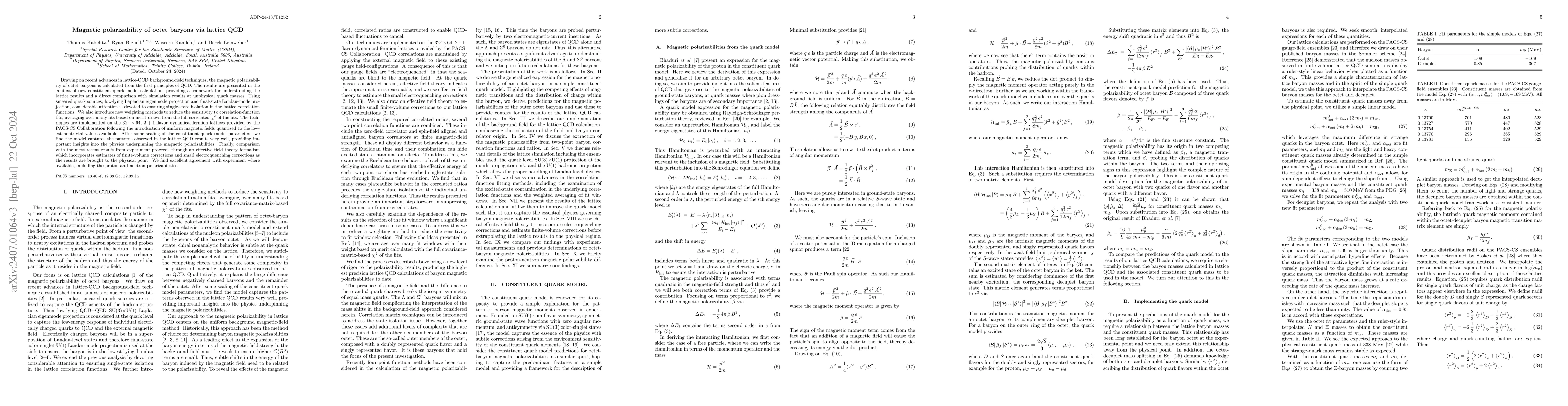 Thumbnail for Magnetic Polarisability of Octet Baryons via Lattice QCD