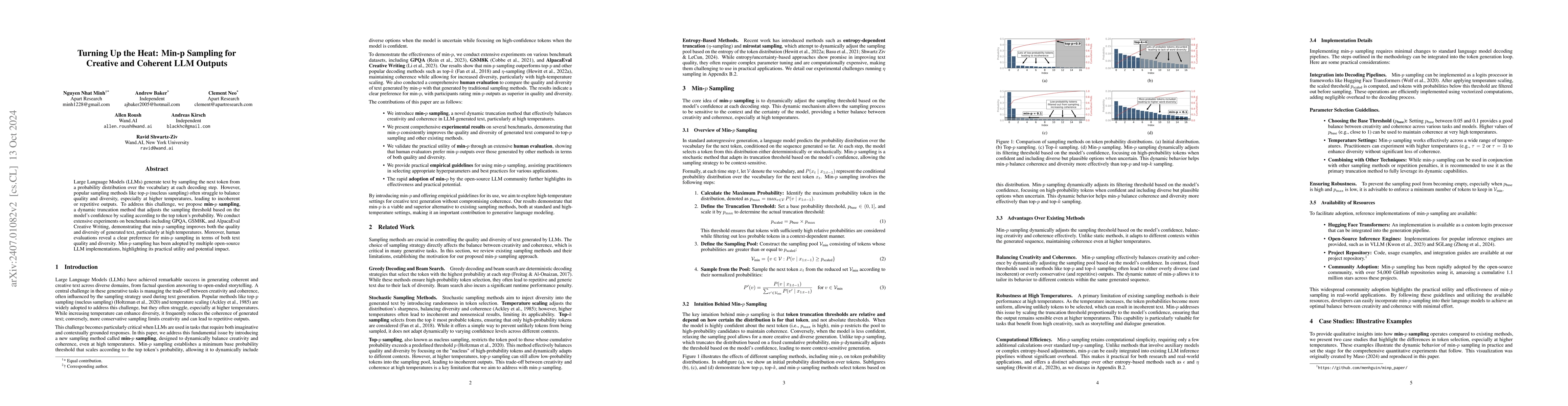 Thumbnail for Min P Sampling: Balancing Creativity and Coherence at High Temperature