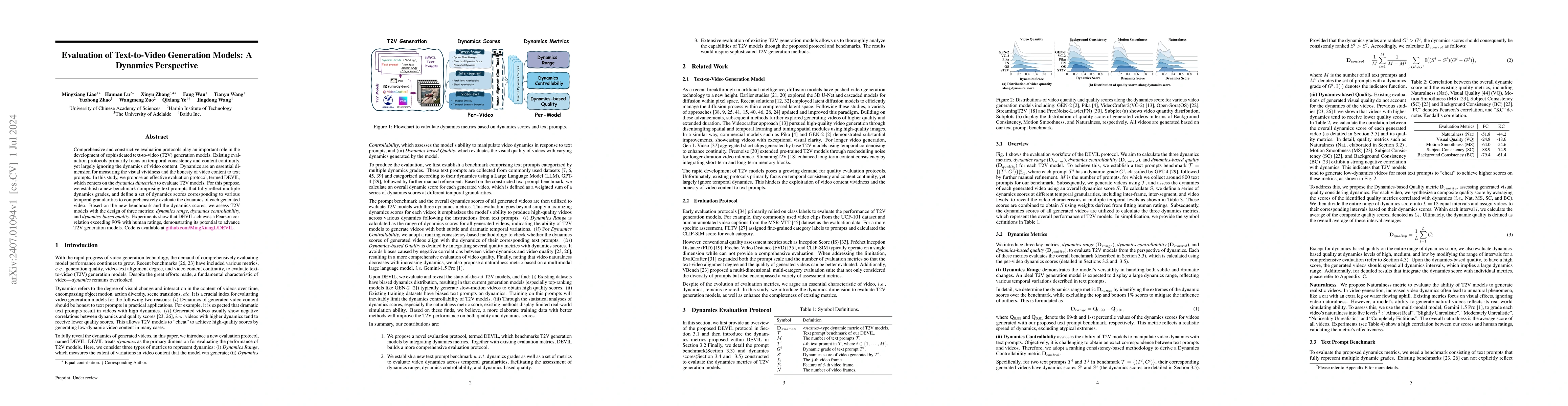 Thumbnail for Evaluation of Text-to-Video Generation Models: A Dynamics Perspective