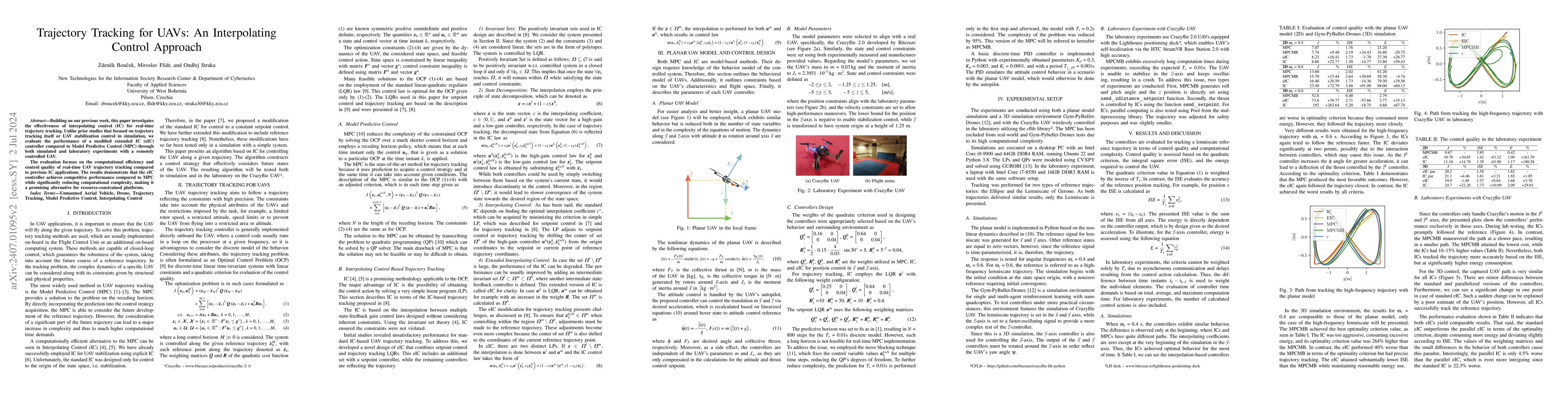 Thumbnail for Trajectory Tracking for UAVs: An Interpolating Control Approach
