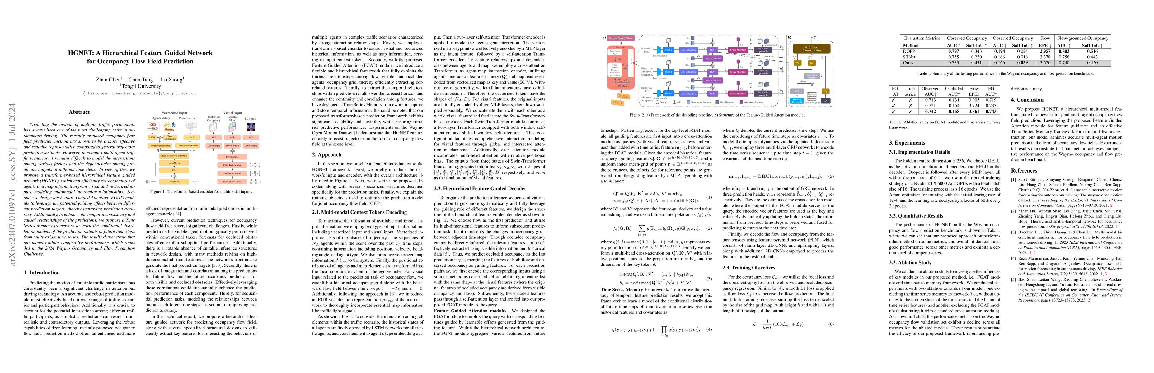 Thumbnail for HGNET: A Hierarchical Feature Guided Network for Occupancy Flow Field
  Prediction
