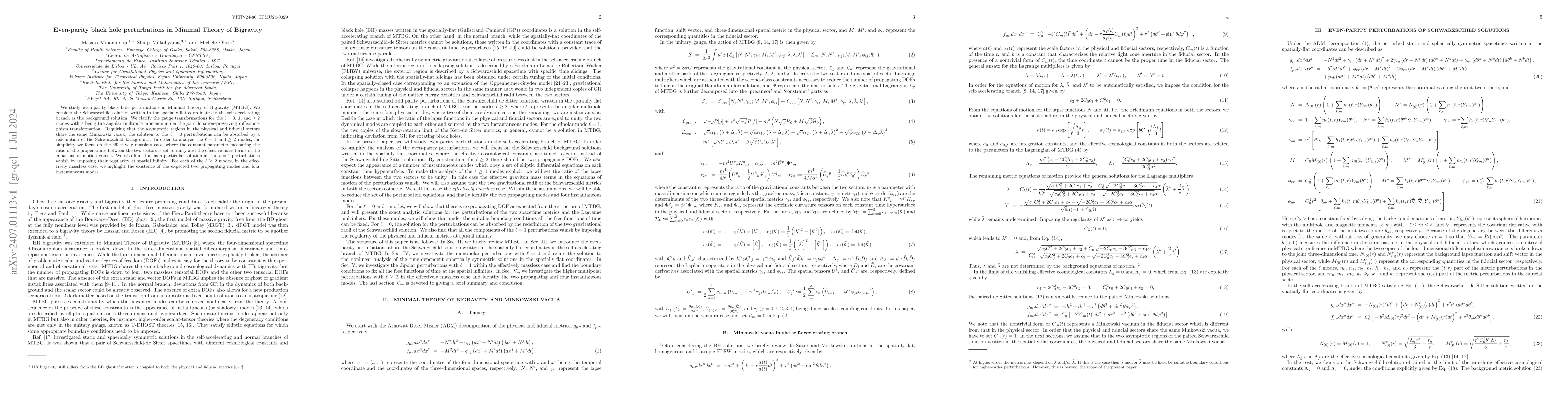 Thumbnail for Even-parity black hole perturbations in Minimal Theory of Bigravity