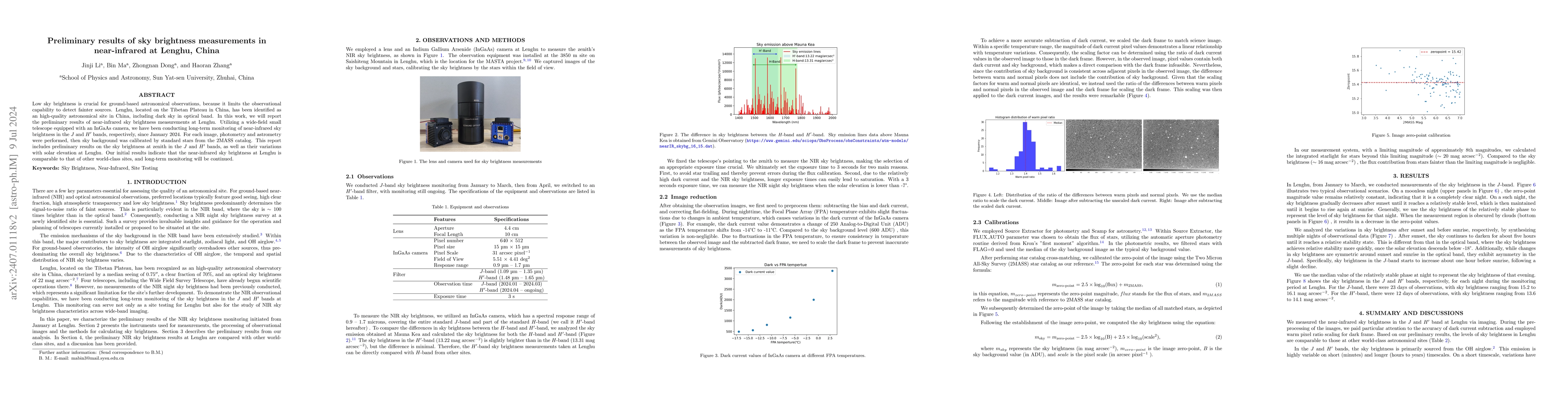 Thumbnail for Preliminary results of sky brightness measurements in near-infrared at
  Lenghu, China
