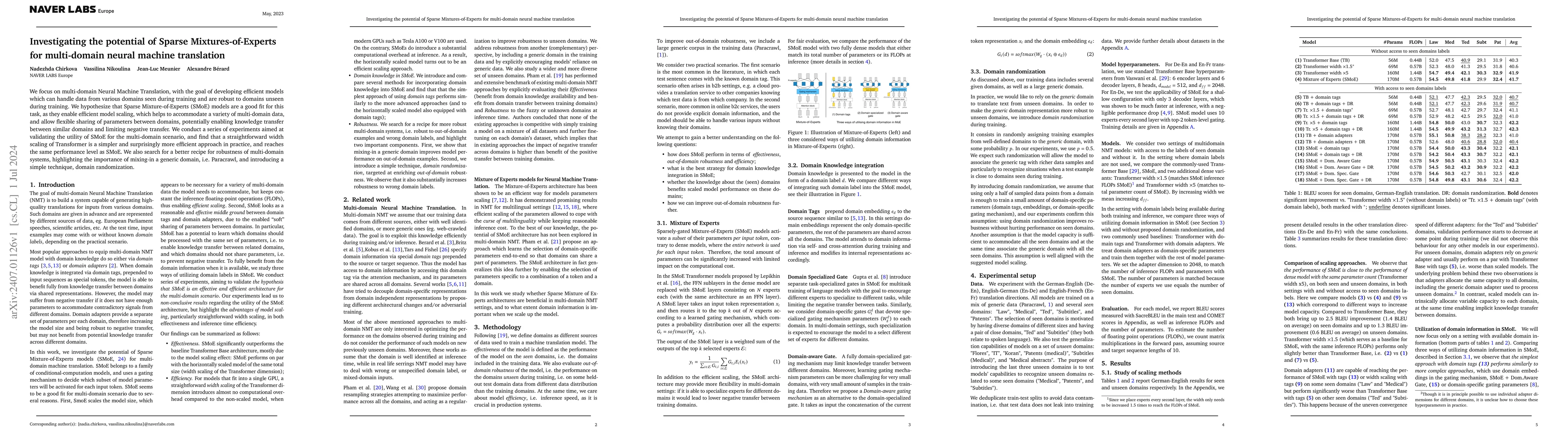 Thumbnail for Investigating the potential of Sparse Mixtures-of-Experts for
  multi-domain neural machine translation