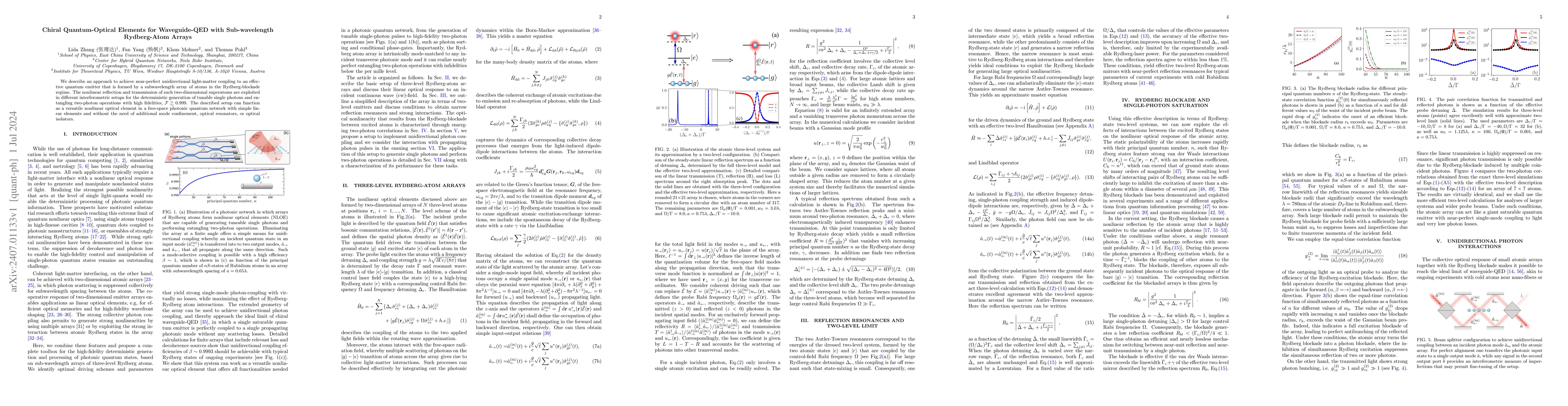 Thumbnail for Chiral Quantum-Optical Elements for Waveguide-QED with Sub-wavelength
  Rydberg-Atom Arrays