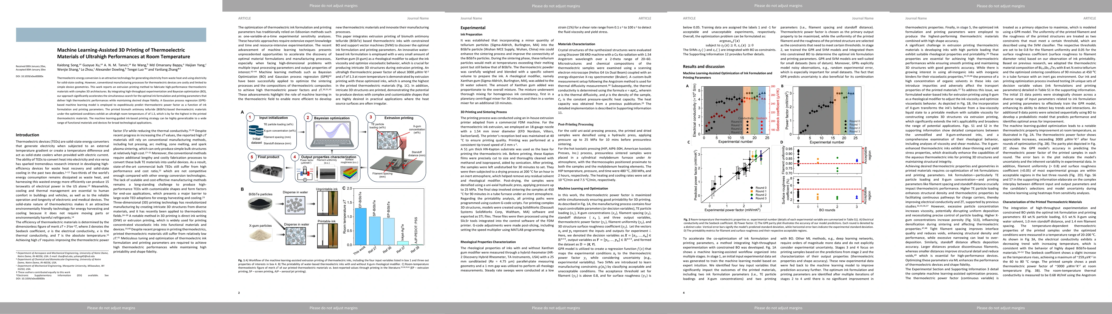 Thumbnail for Machine Learning-Assisted 3D Printing of Thermoelectric Materials of
  Ultrahigh Performances at Room Temperature