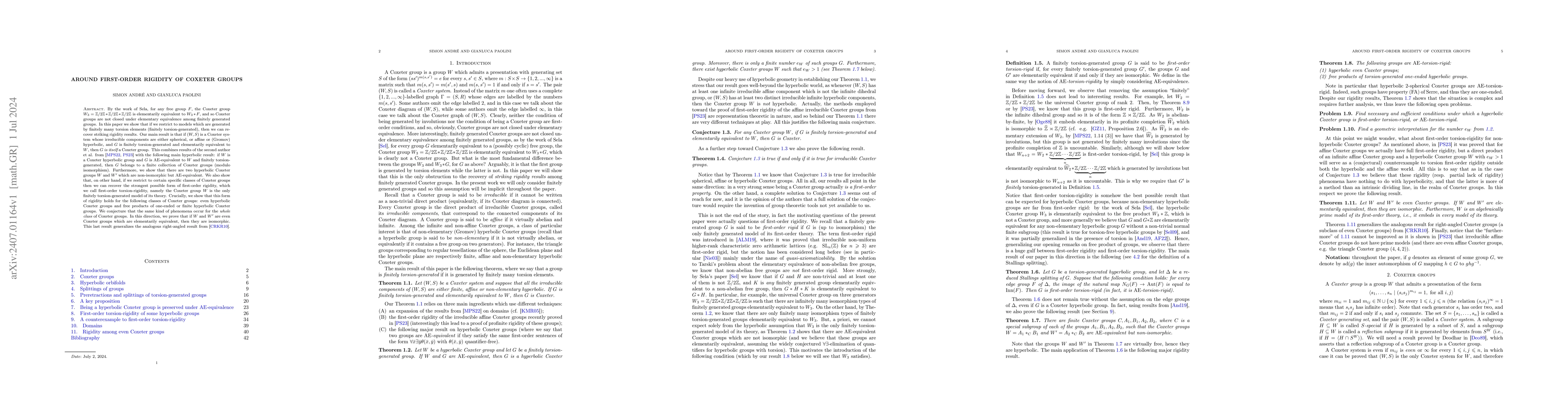 Thumbnail for Around first-order rigidity of Coxeter groups