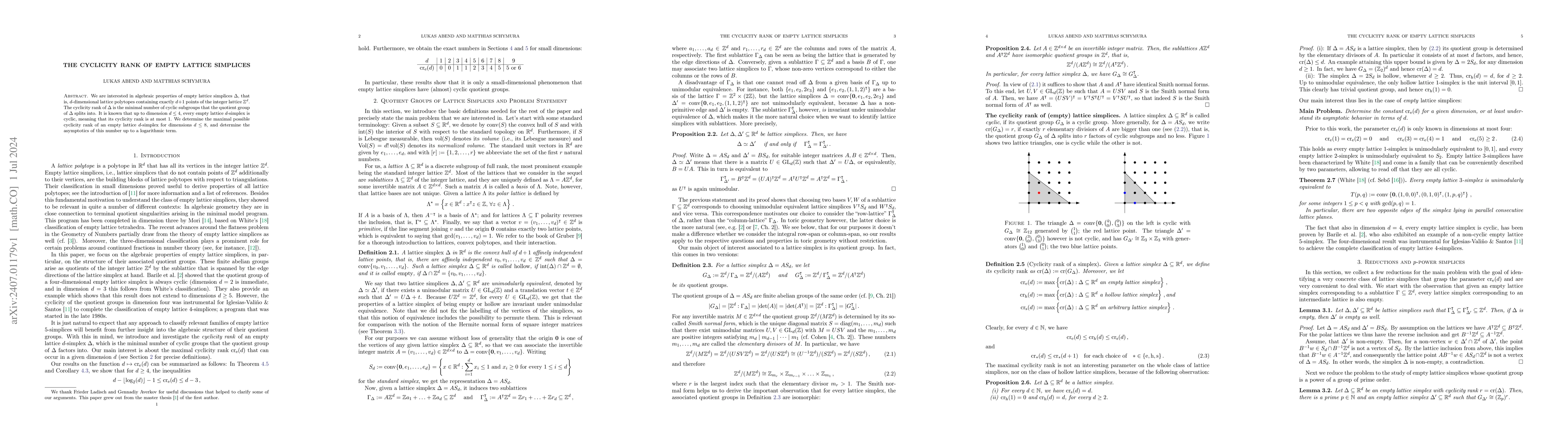 Thumbnail for The cyclicity rank of empty lattice simplices