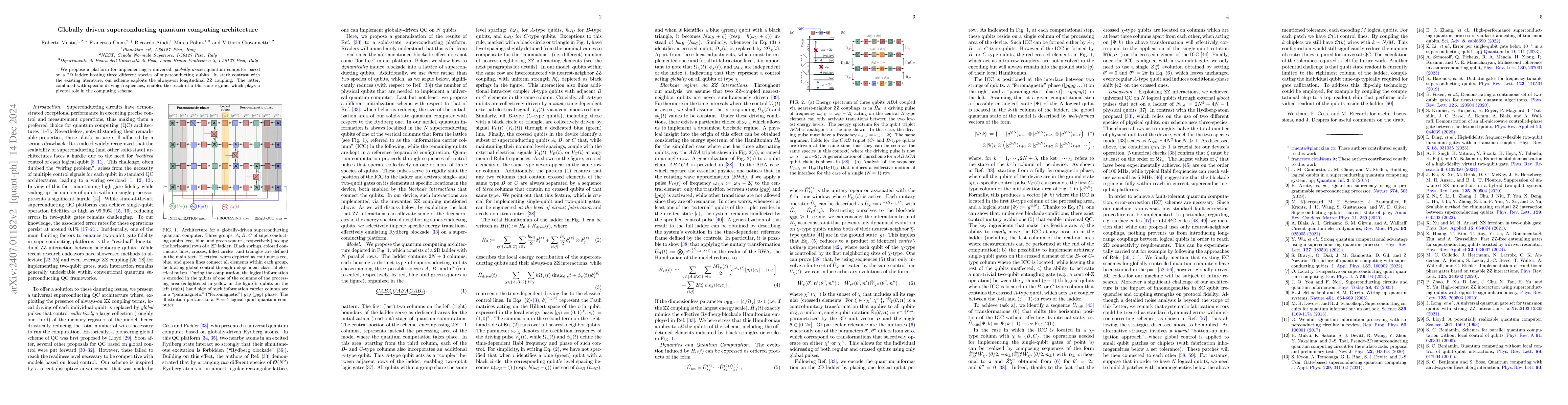 Thumbnail for A globally driven superconducting quantum computing architecture
