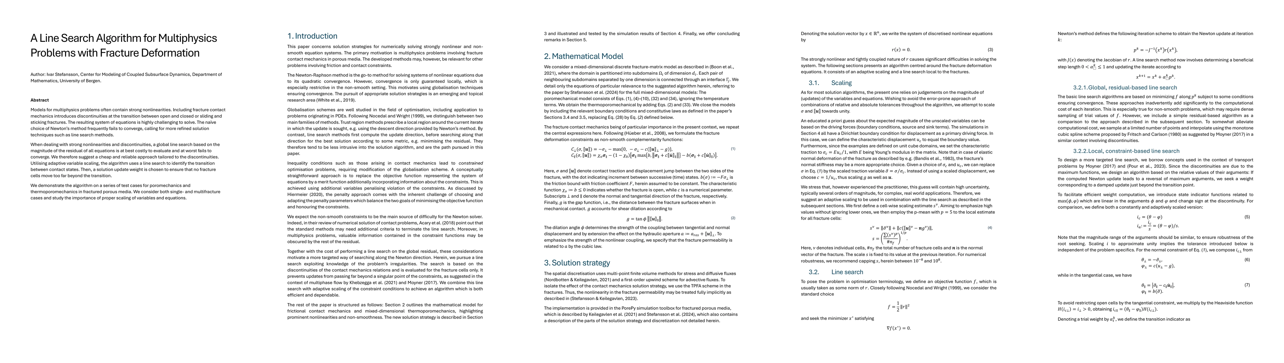 Thumbnail for A Line Search Algorithm for Multiphysics Problems with Fracture
  Deformation