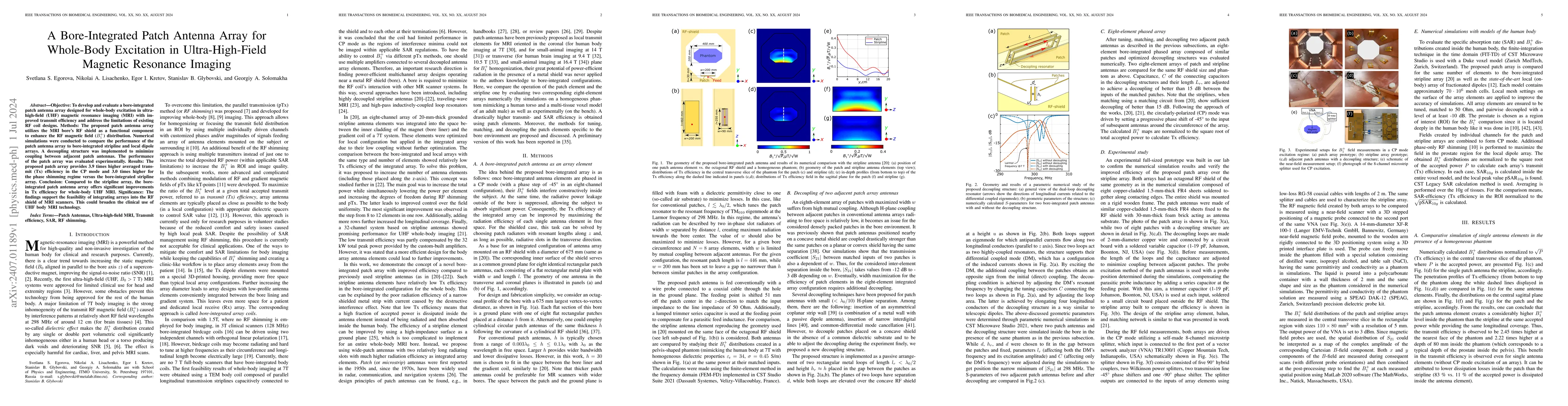 Thumbnail for A Bore-Integrated Patch Antenna Array for Whole-Body Excitation in
  Ultra-High-Field Magnetic Resonance Imaging