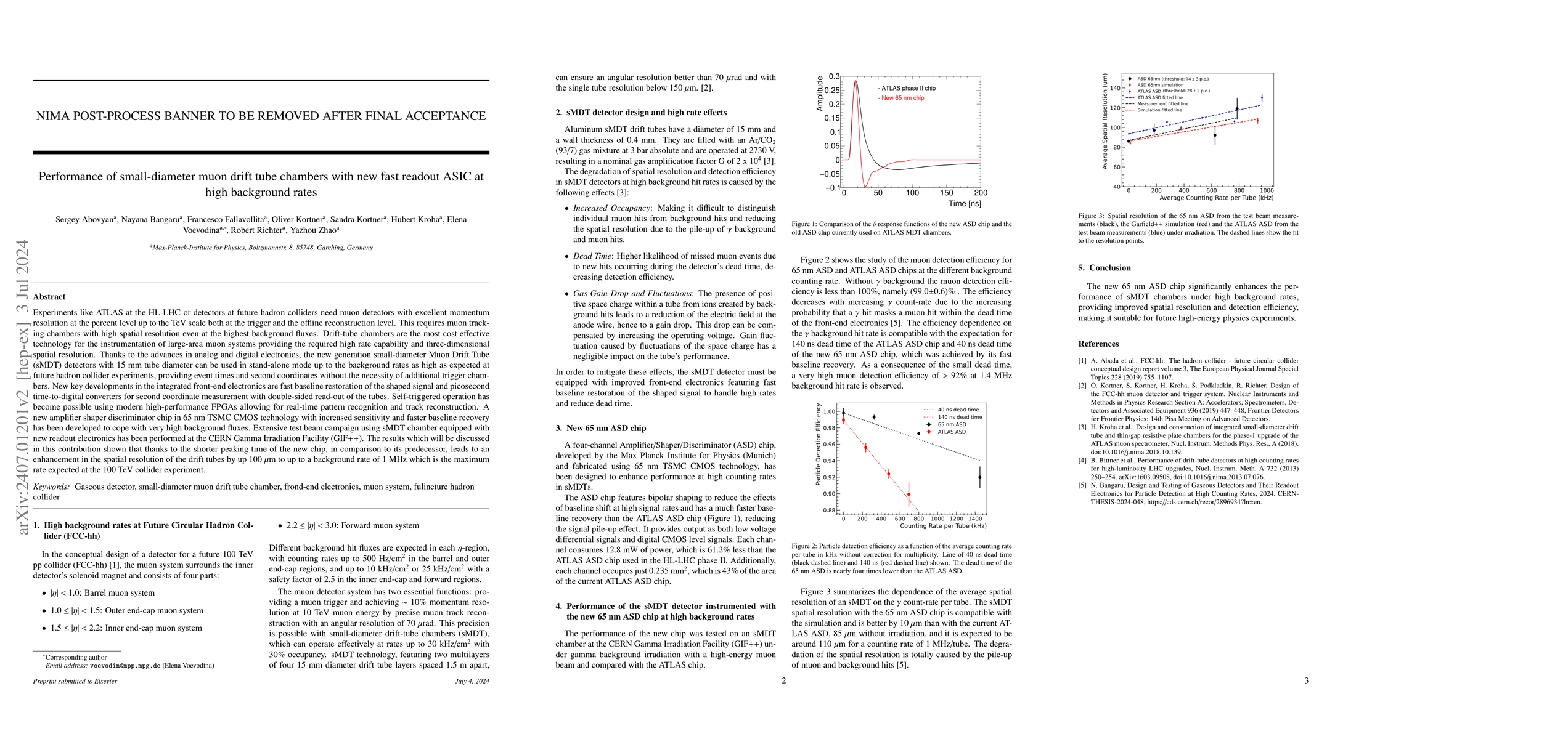 Thumbnail for Performance of small-diameter muon drift tube chambers with new fast
  readout ASIC at high background rates