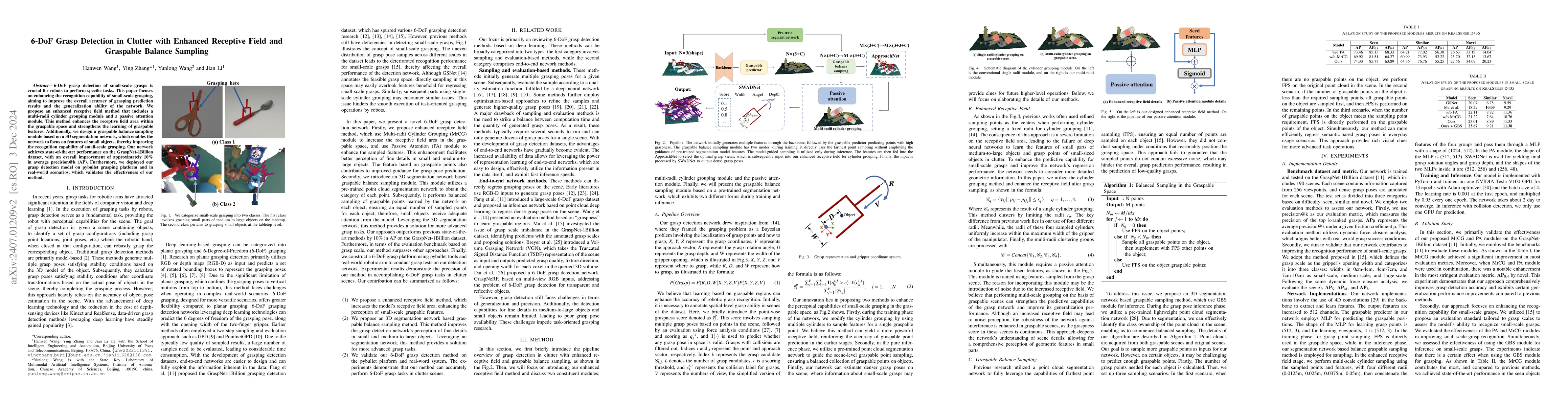 Thumbnail for 6-DoF Grasp Detection in Clutter with Enhanced Receptive Field and
  Graspable Balance Sampling