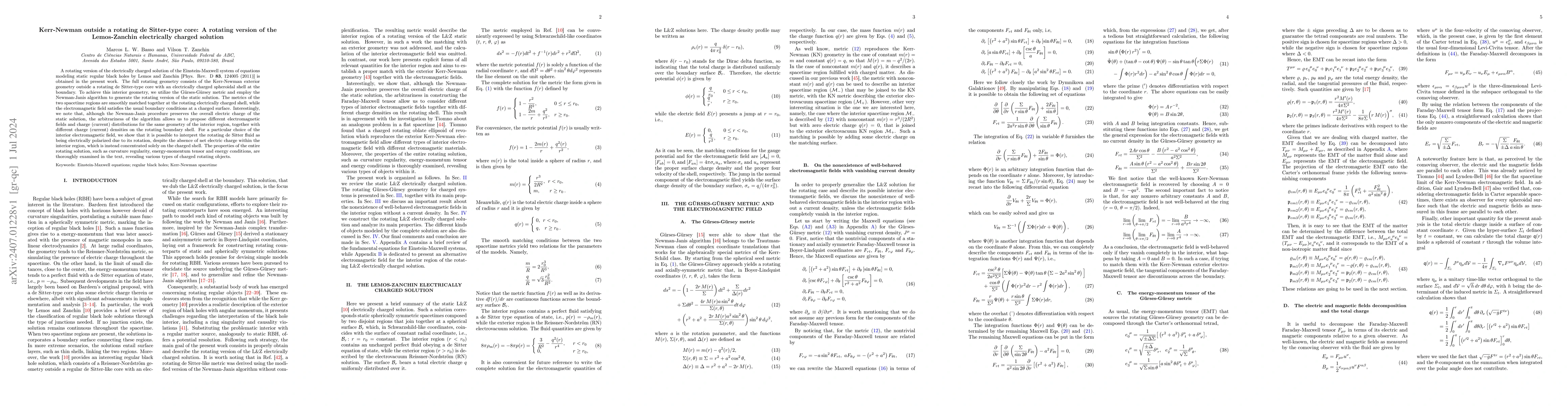Thumbnail for Kerr-Newman outside a rotating de Sitter-type core: A rotating version
  of the Lemos-Zanchin electrically charged solution