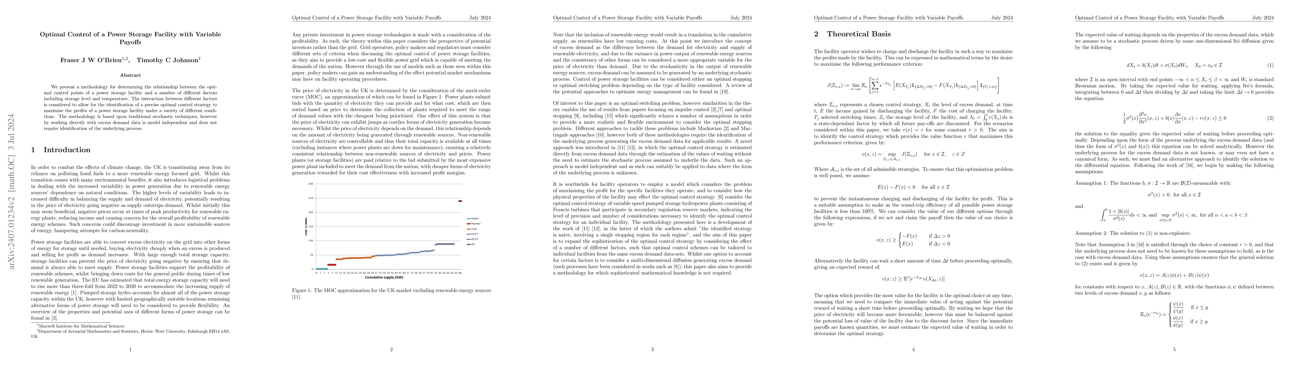 Thumbnail for Optimal Control of a Power Storage Facility with Variable Payoffs