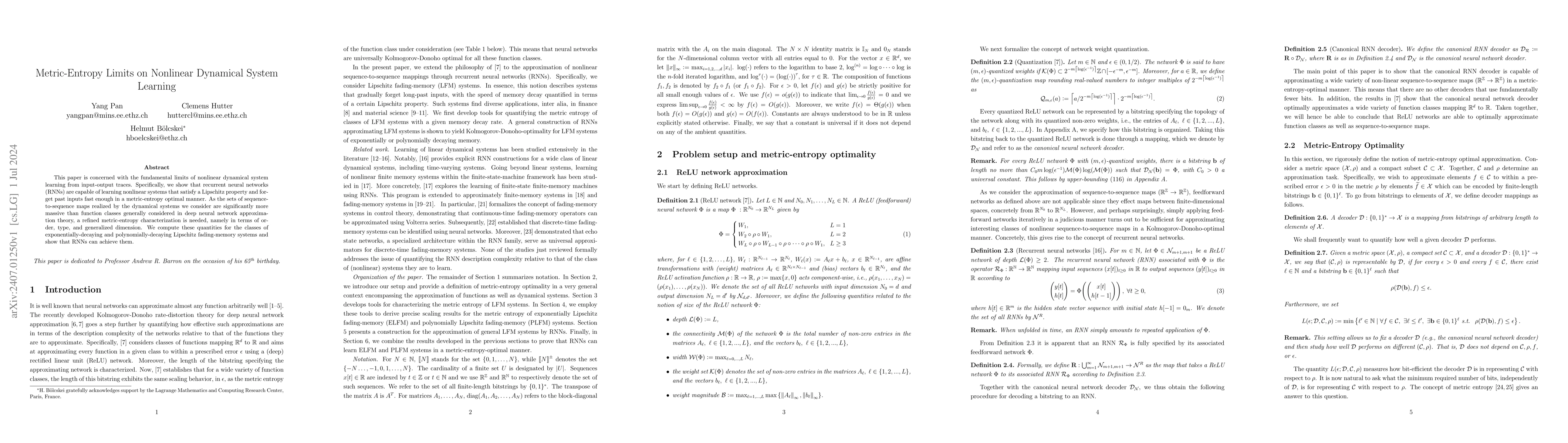 Thumbnail for Metric-Entropy Limits on Nonlinear Dynamical System Learning
