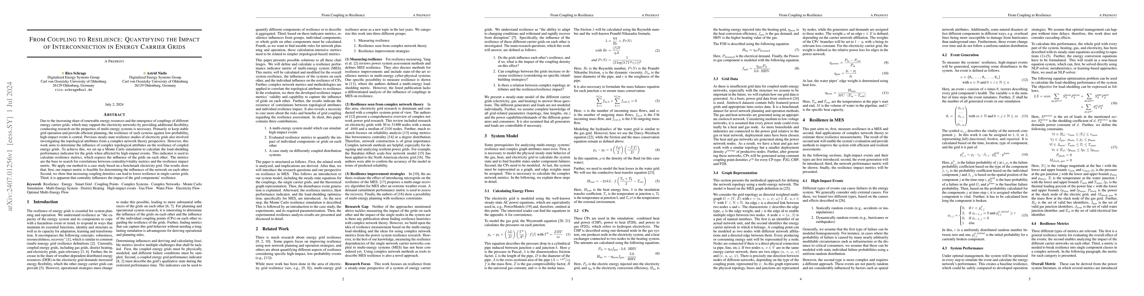 Thumbnail for From Coupling to Resilience: Quantifying the Impact of Interconnection
  in Energy Carrier Grids