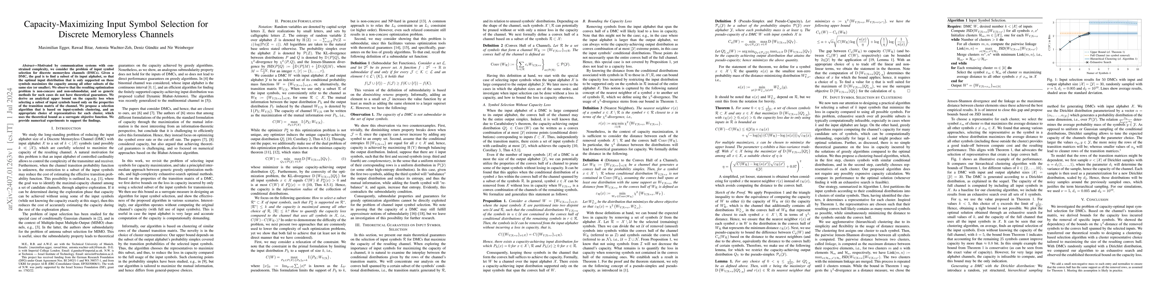 Thumbnail for Capacity-Maximizing Input Symbol Selection for Discrete Memoryless
  Channels