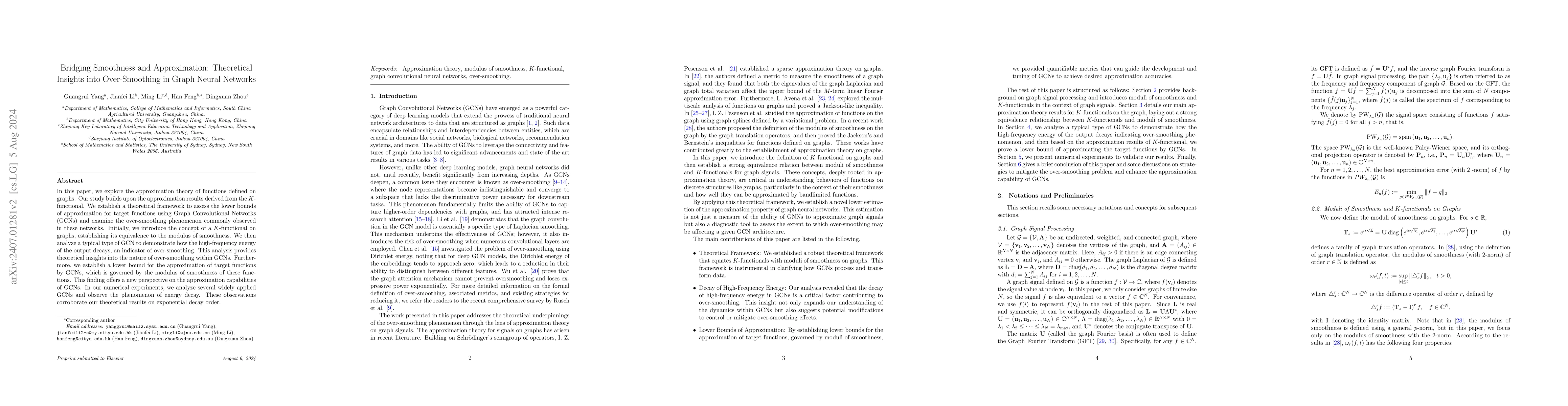 Thumbnail for Bridging Smoothness and Approximation: Theoretical Insights into
  Over-Smoothing in Graph Neural Networks
