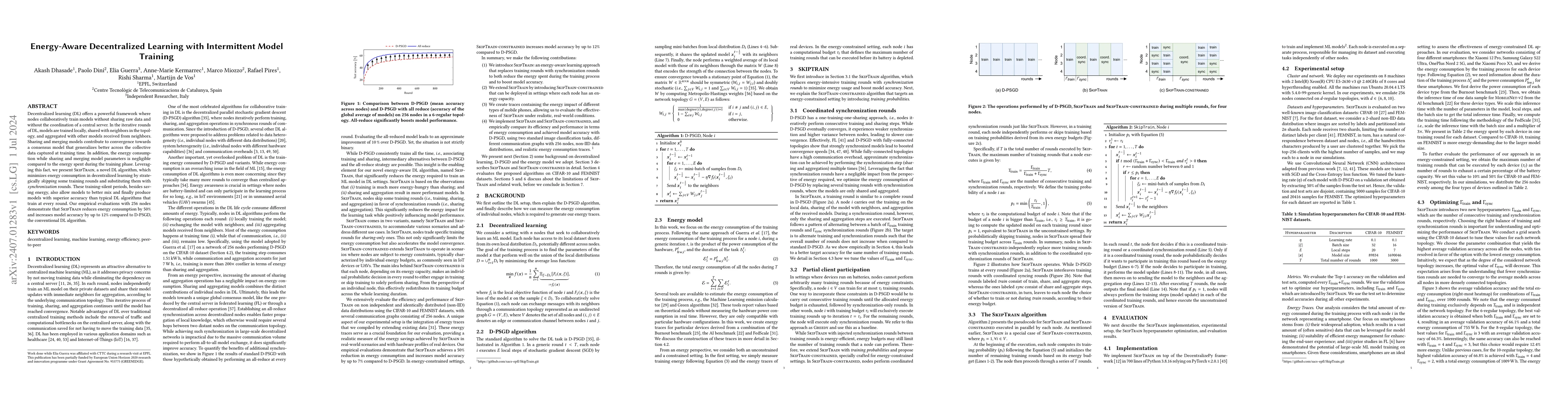 Thumbnail for Energy-Aware Decentralized Learning with Intermittent Model Training