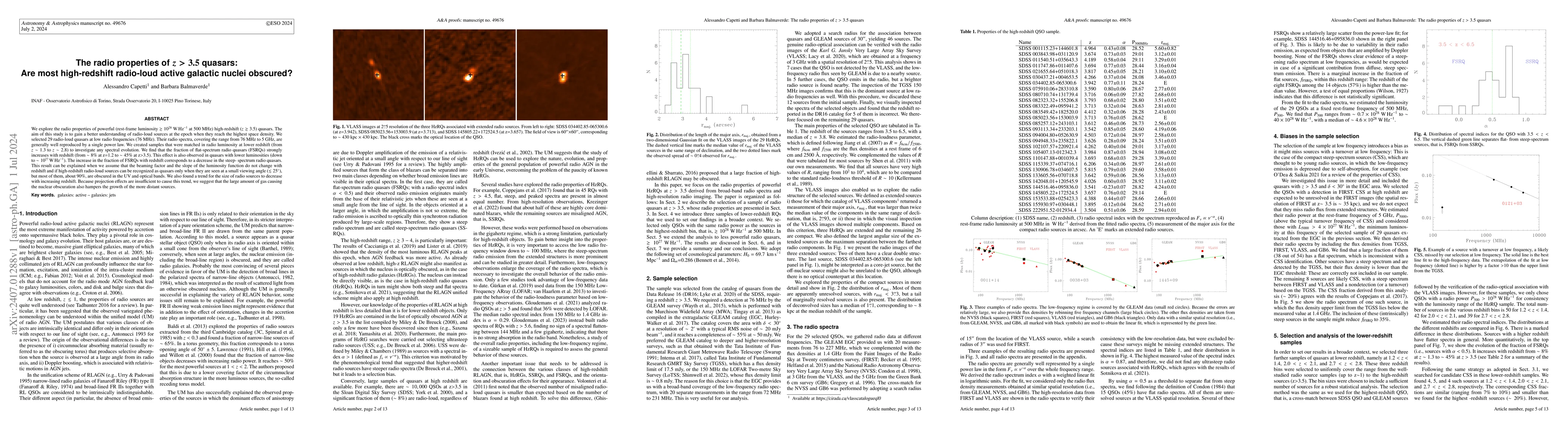 Thumbnail for The radio properties of z>3.5 quasars: Are most high-redshift radio-loud
  active galactic nuclei obscured?