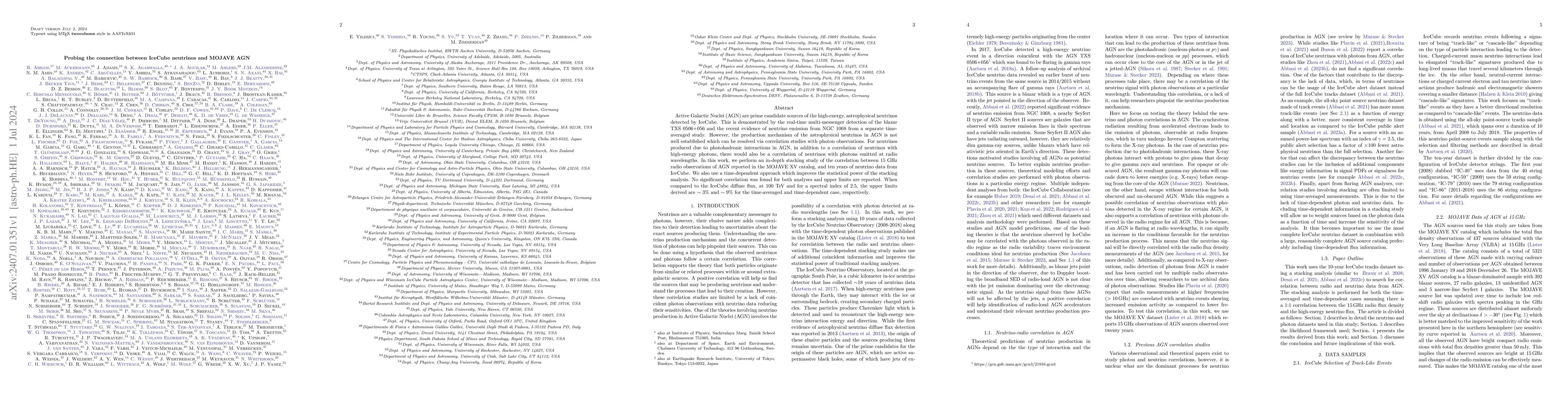 Thumbnail for Probing the connection between IceCube neutrinos and MOJAVE AGN