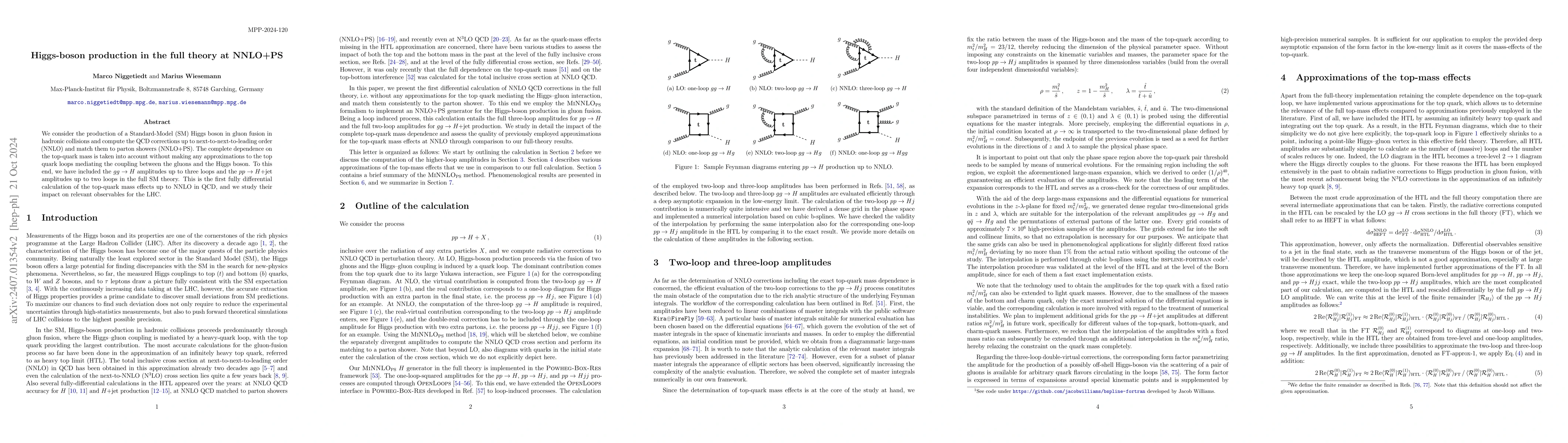 Thumbnail for Higgs-boson production in the full theory at NNLO+PS