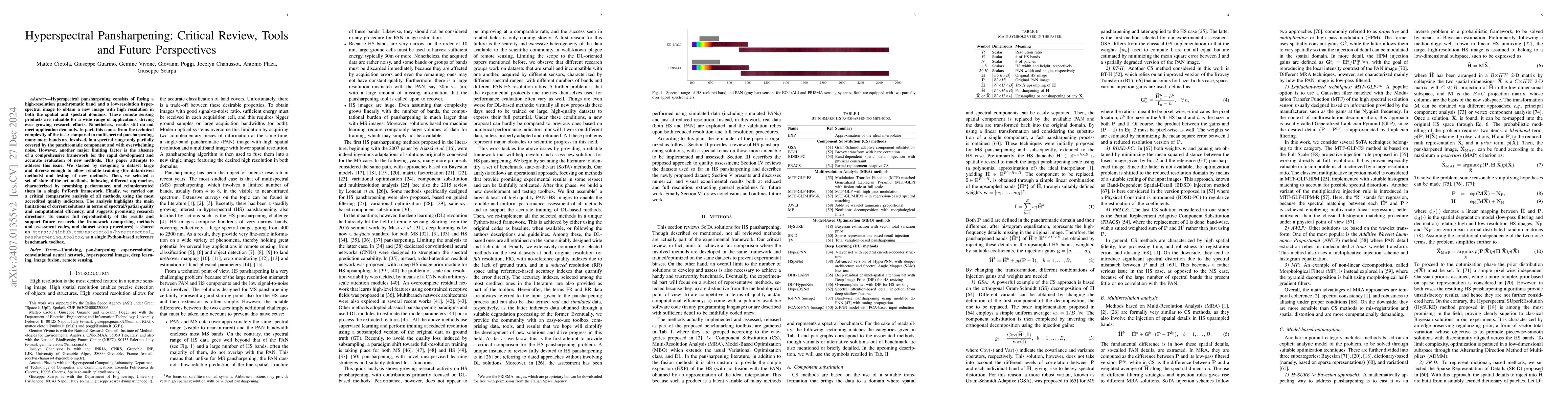 Thumbnail for Hyperspectral Pansharpening: Critical Review, Tools and Future
  Perspectives
