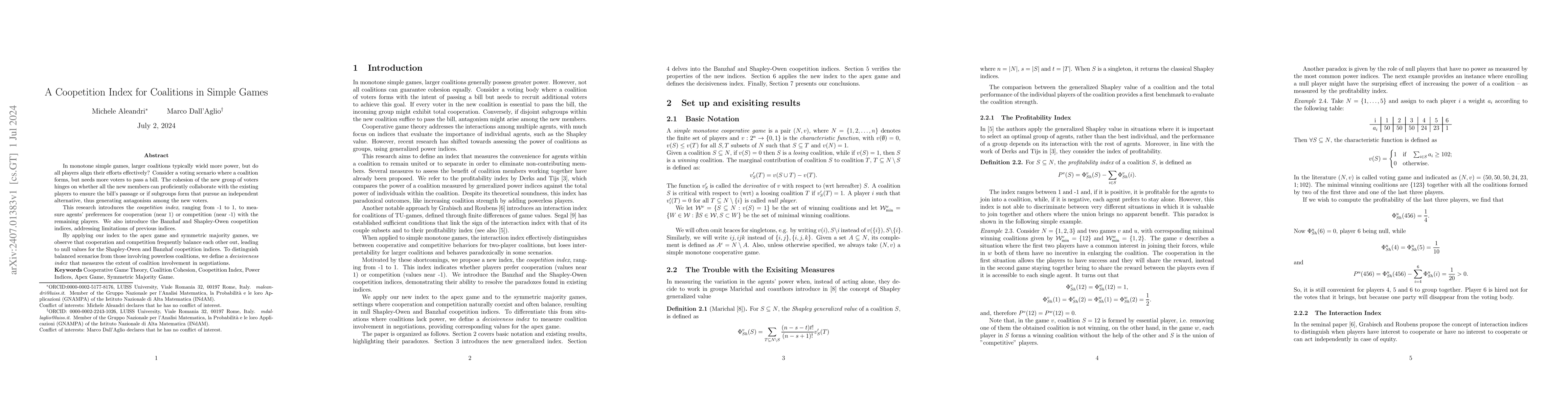 Thumbnail for A Coopetition Index for Coalitions in Simple Games
