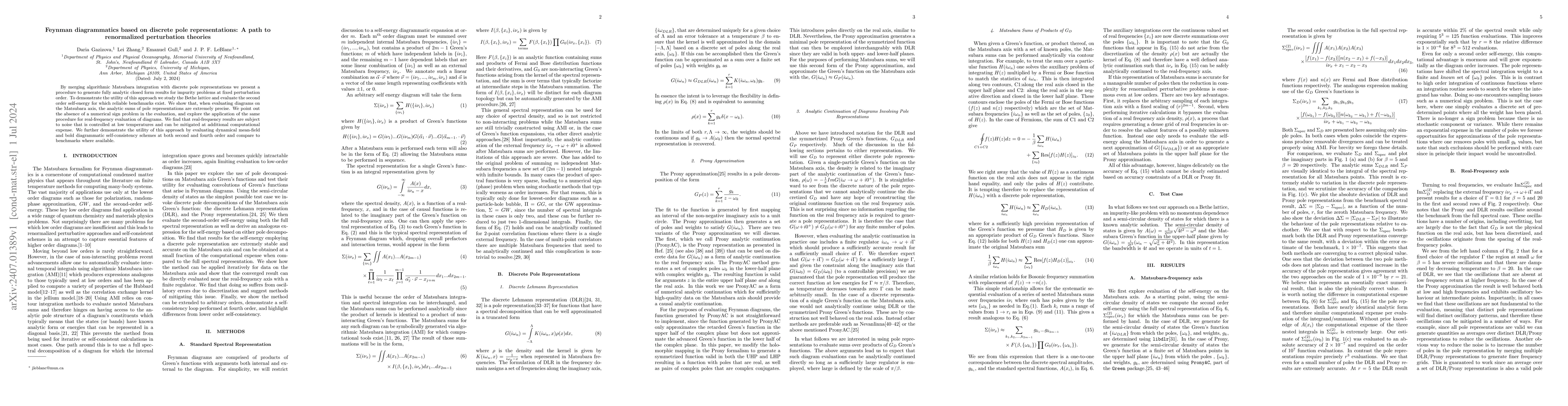 Thumbnail for Feynman diagrammatics based on discrete pole representations: A path to
  renormalized perturbation theories