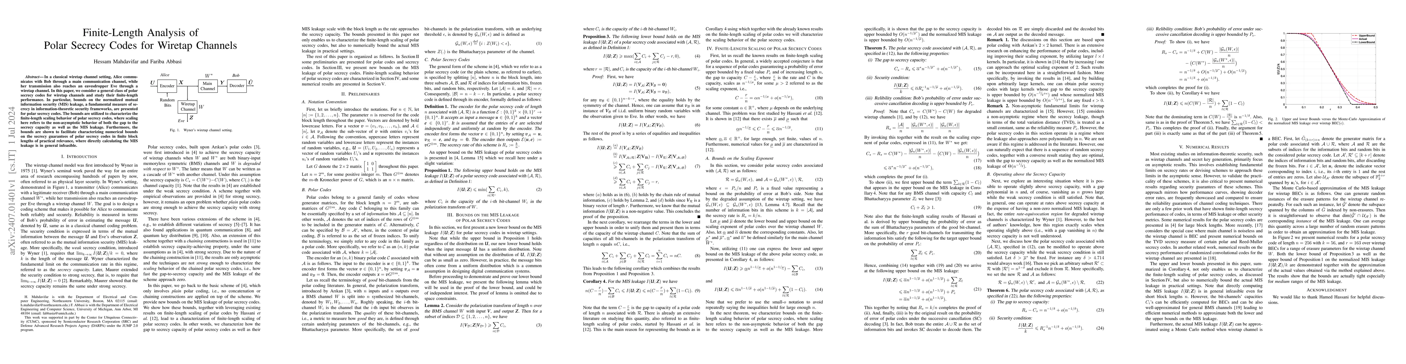 Thumbnail for Finite-Length Analysis of Polar Secrecy Codes for Wiretap Channels