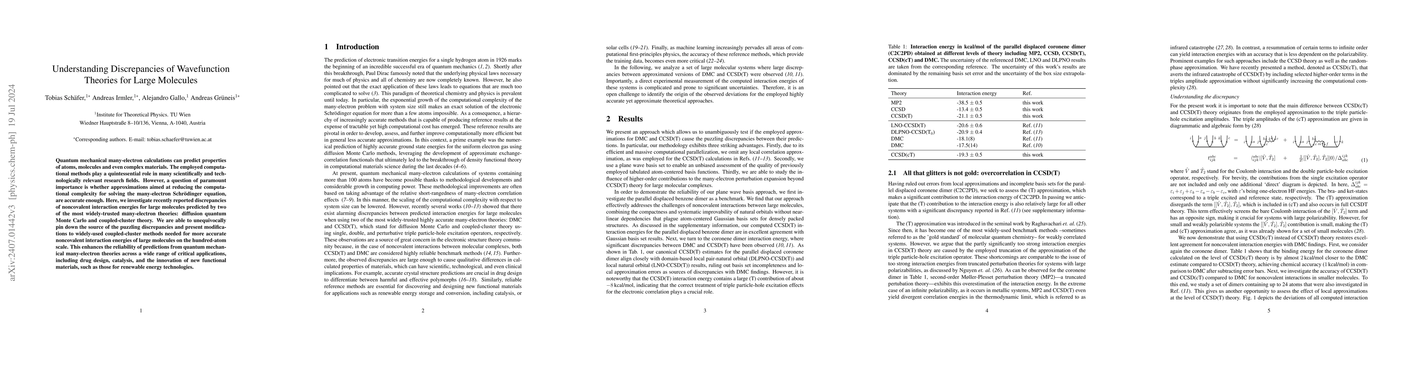 Thumbnail for Understanding Discrepancies of Wavefunction Theories for Large Molecules