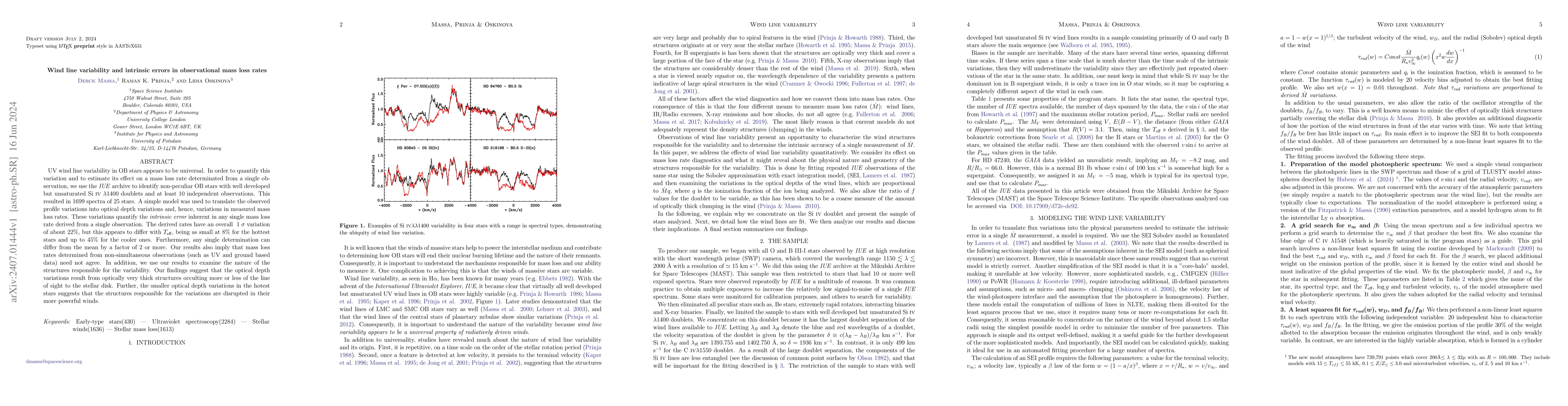 Thumbnail for Wind line variability and intrinsic errors in observational mass loss
  rates