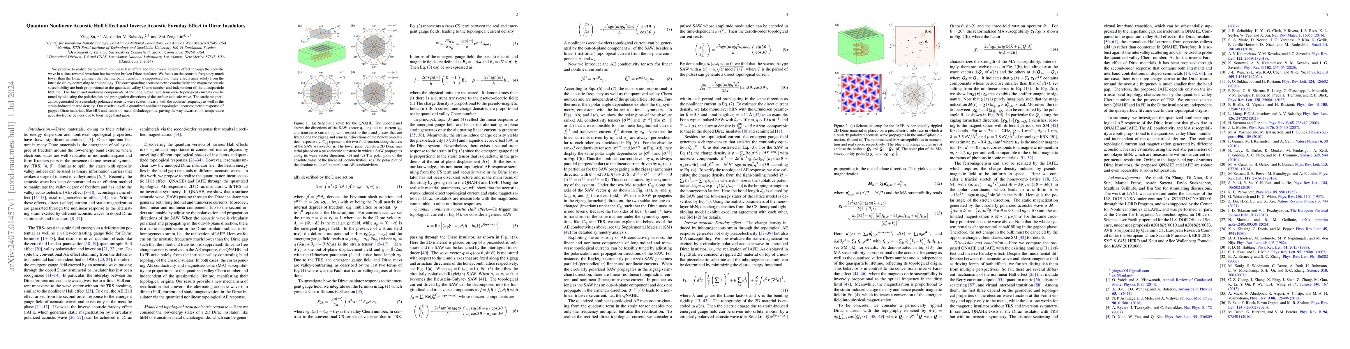 Thumbnail for Quantum Nonlinear Acoustic Hall Effect and Inverse Acoustic Faraday
  Effect in Dirac Insulators