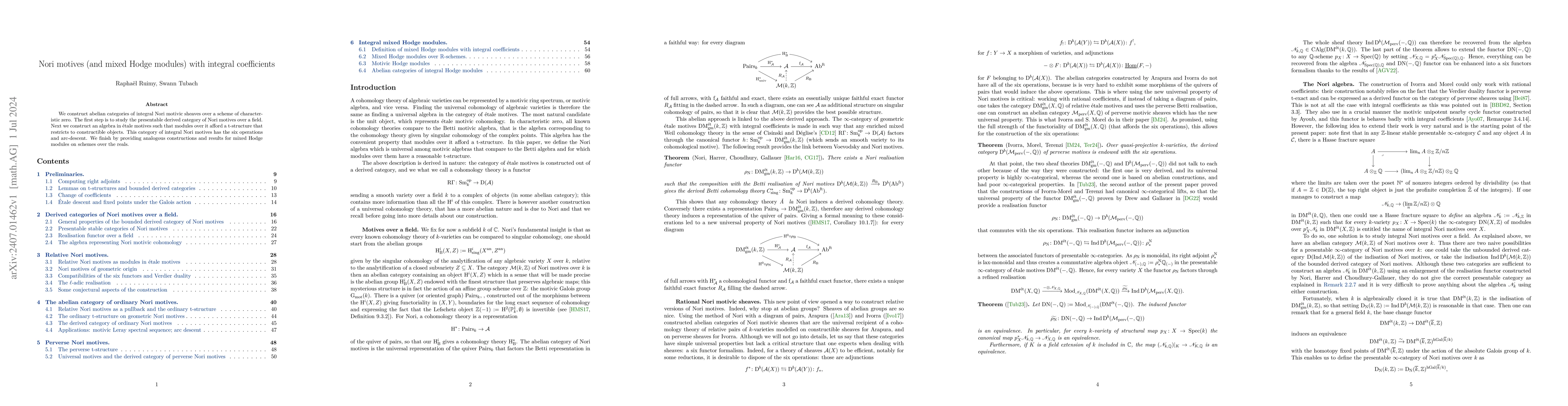 Thumbnail for Nori motives (and mixed Hodge modules) with integral coefficients
