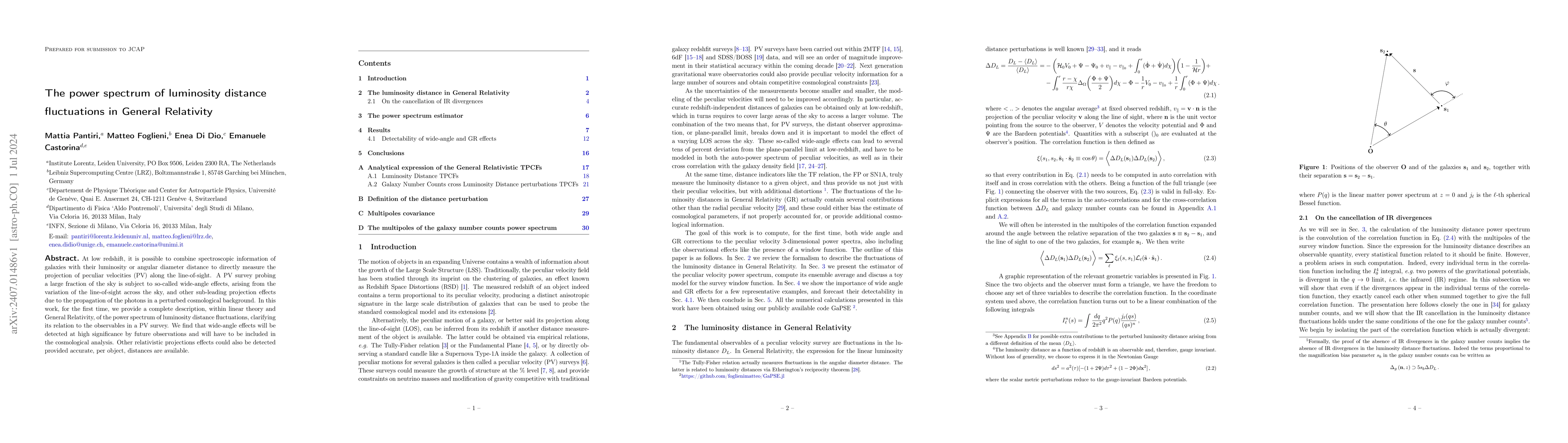 Thumbnail for The power spectrum of luminosity distance fluctuations in General
  Relativity