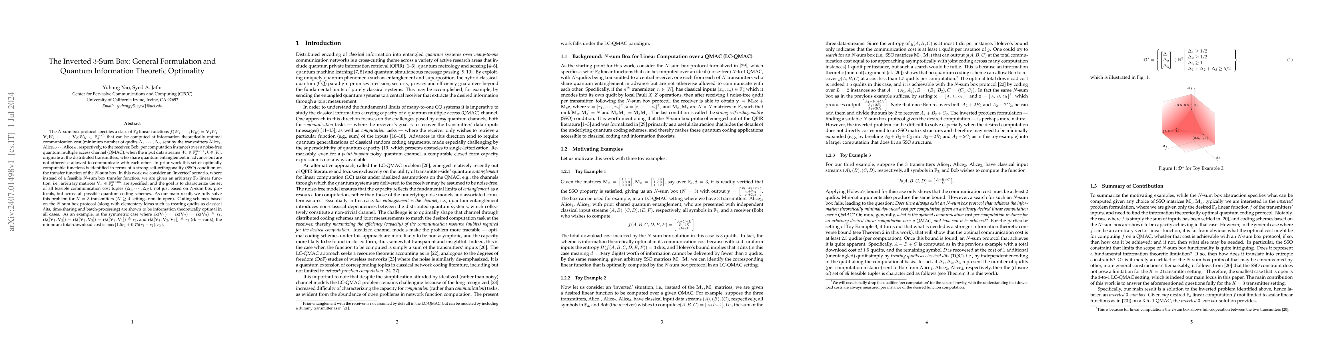 Thumbnail for The Inverted 3-Sum Box: General Formulation and Quantum Information
  Theoretic Optimality