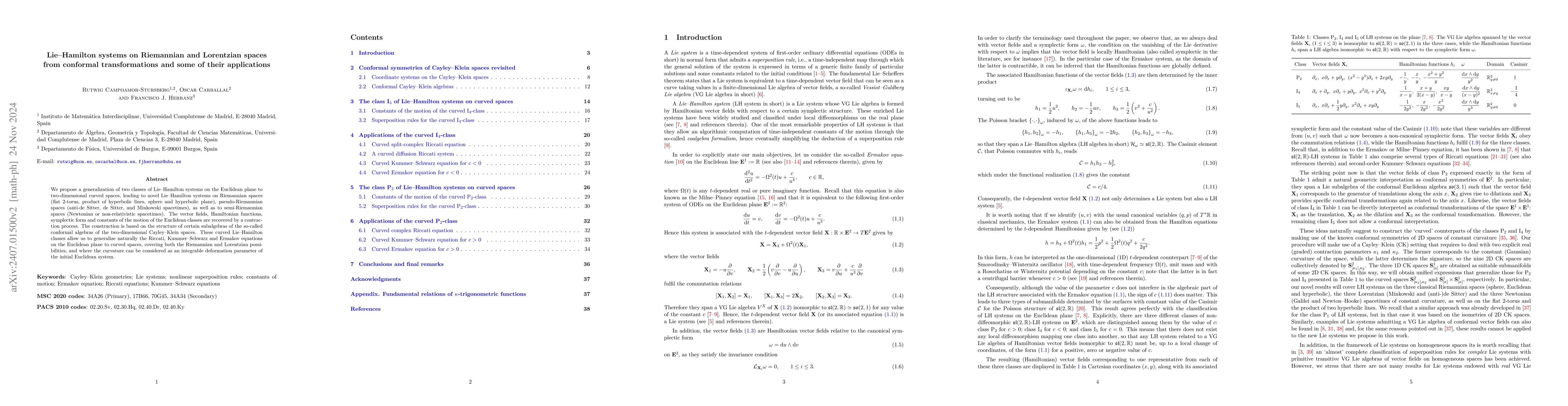 Thumbnail for Lie-Hamilton systems on Riemannian and Lorentzian spaces from conformal
  transformations and some of its applications